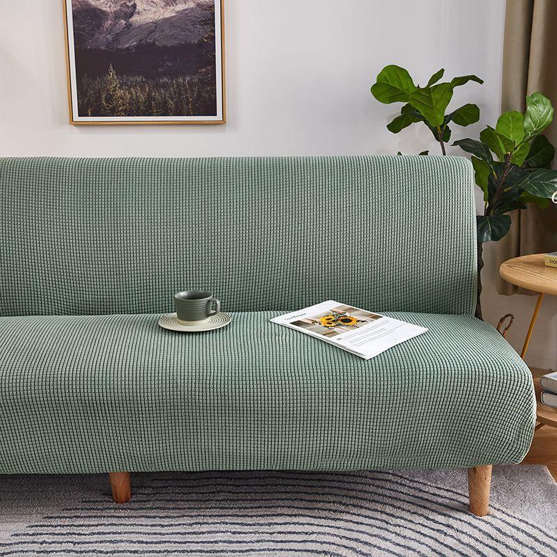 

Универсальный эластичный чехол на диван без подлокотников, однотонный, полностью закрывающий, трехместный, тканевый, складной, наматрасник, минималистичный, современный, всеобъемлющий Warm Corn-Blue M code: 160~190cm, 120cm wide