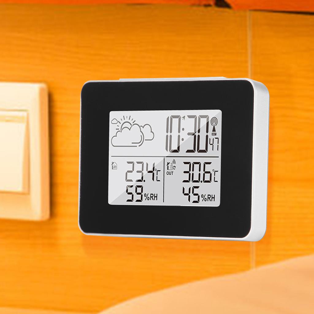 Draadloos LCD Voorspelling Weerstation Digitale Wekker Binnen Buiten Sensor