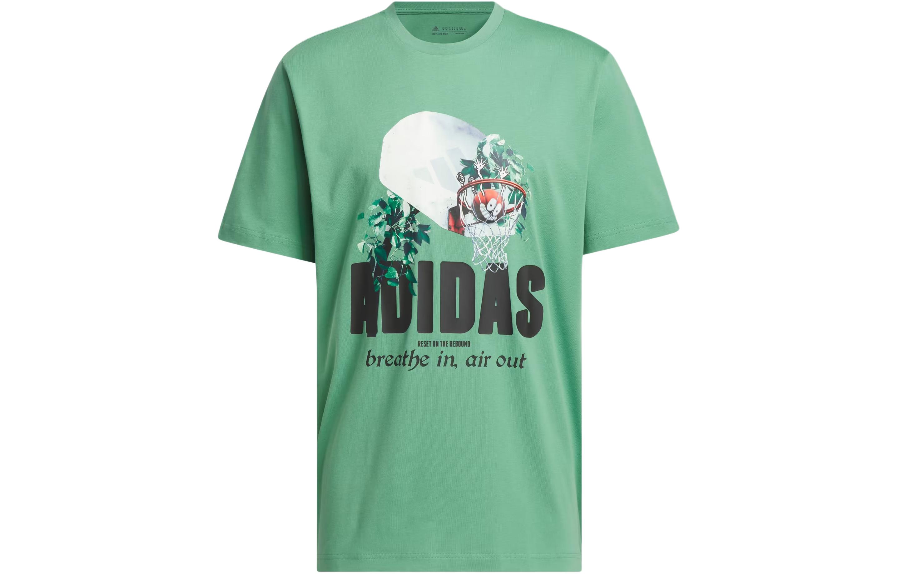 

Adidas T Shirts Men s Green Crew Neck Moderate Straight Fit IM8511 M