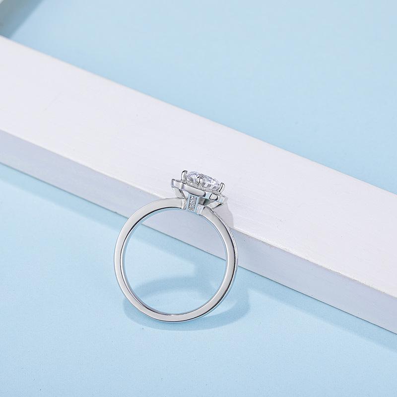 Moissanite Ring S925 Silver Plated 18K Gold Inlaid 1 Carat Moissanite Ring Foreign Trade Export