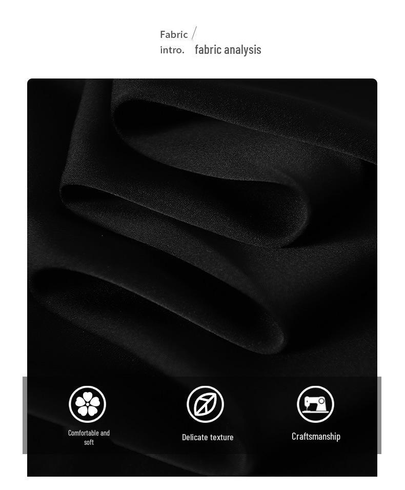 Top de Seda Negro con Cuello en V Adelgazante con Bordado Hueco - Ropa de Moda para Mujer