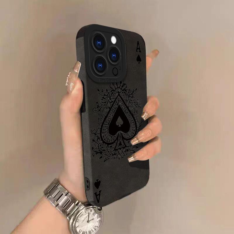 Spade A Lambskin Leather Phone Case For iPhone 17 Pro Max Air 16 16e 15 14 13 12 11 Pro Max Plus X XS MAX XR Back Cover