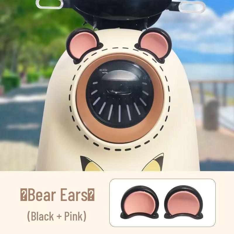 Yadea Bear Ear Electric Scooter Accessories: Cute Battery Car Stickers & Creative Helmet Decorations.