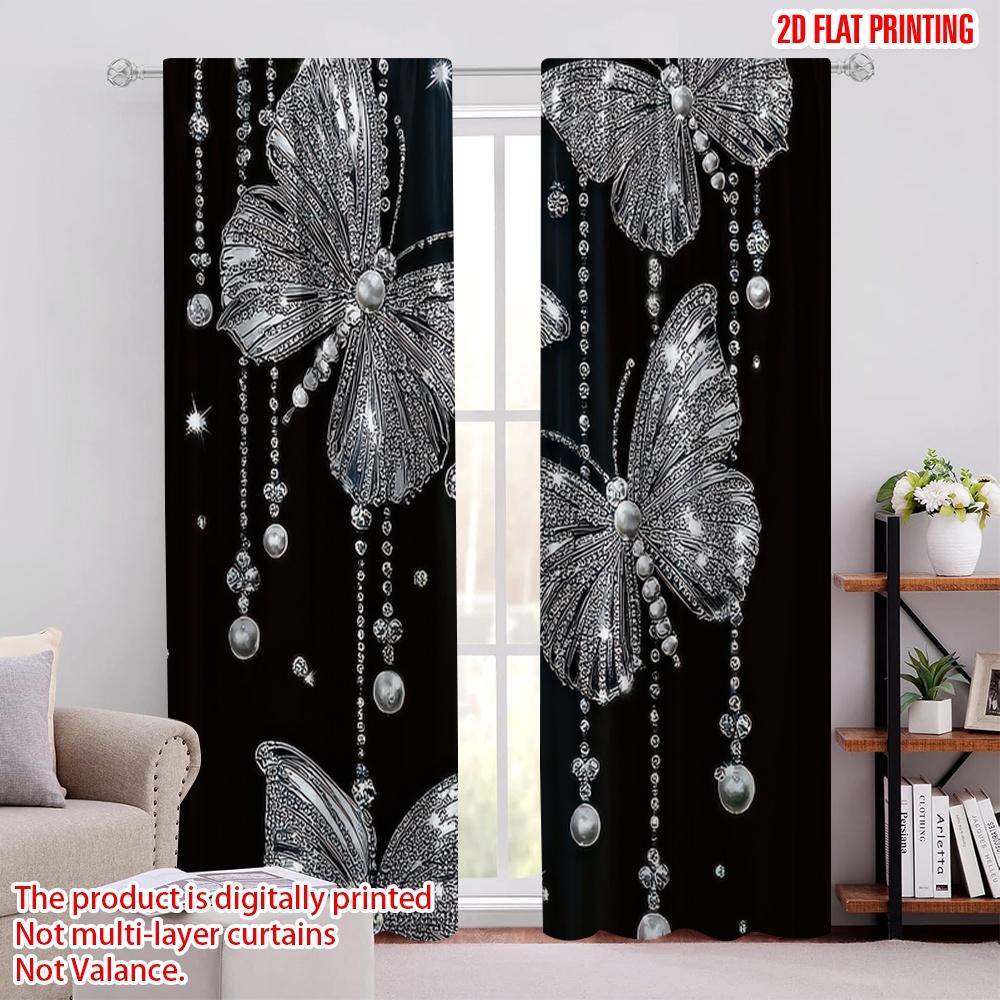 

2D плоская печать 2 шт. шторы Бабочка 3 Прочный полиэстер Без электричества Использование для вечеринки по случаю дня рождения для праздничных вечеринок Декор для дома 52.50 × 116.00 cm 2 pcs