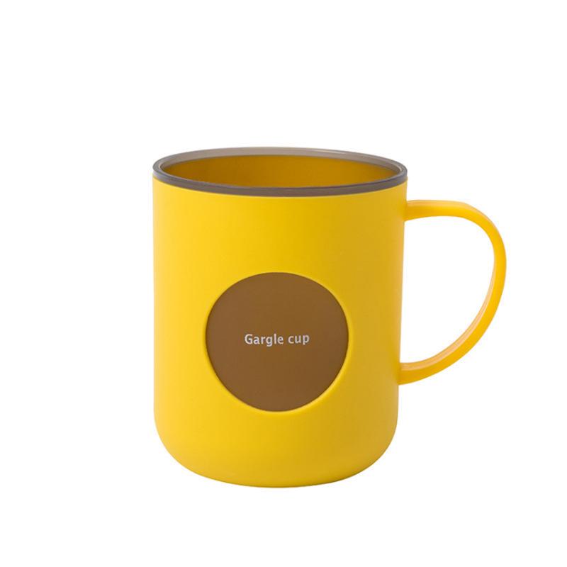 

Dual-Layer Color-Block Toothbrush Cup with Handle - Durable, Cute Couple s Bathroom Cup 301-400ml жовтий