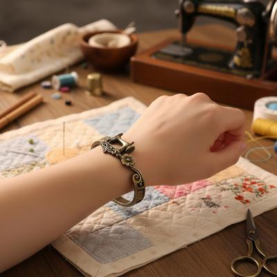 Sewing Machine Theme Bracelet For Craft Lovers Adjustable Vintage Design With Measuring Scale