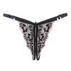 Erotic Panties Ladies Crotchless Thongs Adjustable Low Waist Sexy Embroidered Crotch Openning G-String See-Through Mesh Hollow