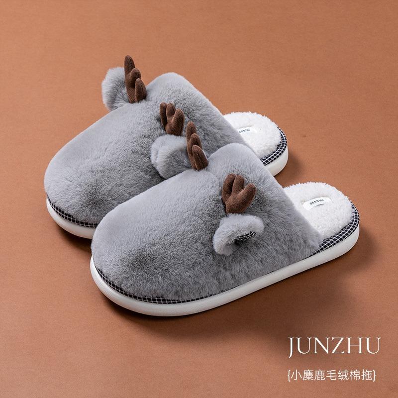 New winter velvet warm cotton slippers women's indoor home thick bottom non-slip fluffy slippers home