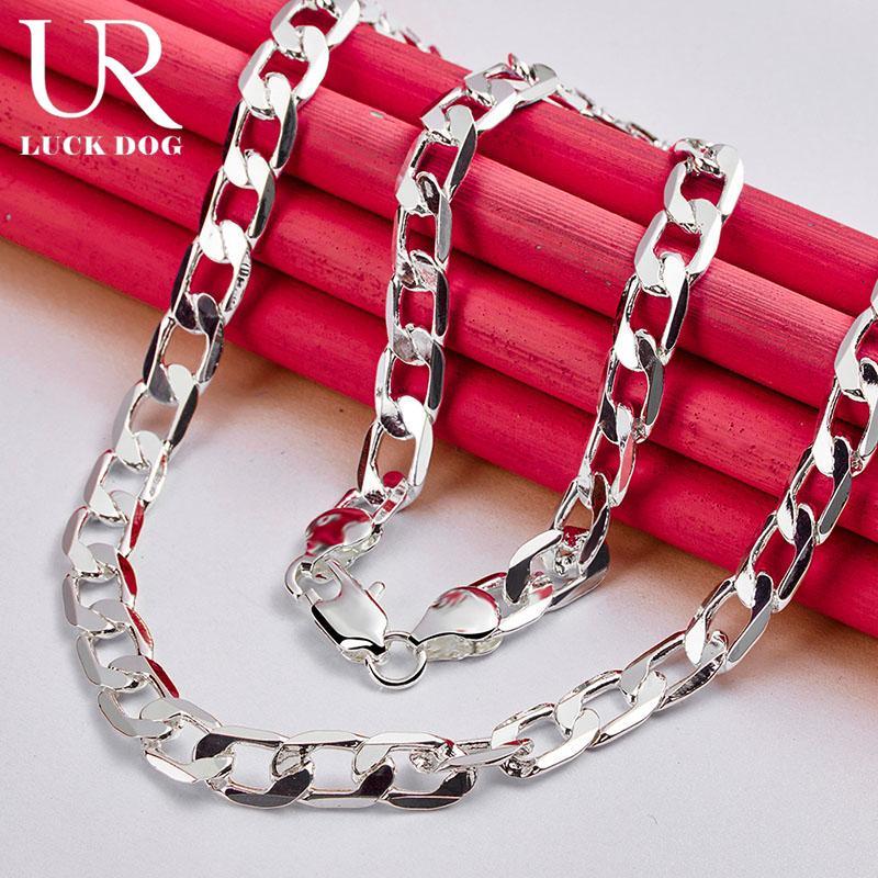 Collier Chaîne Latérale 8mm Argent Sterling 925 Bijoux de Mariage