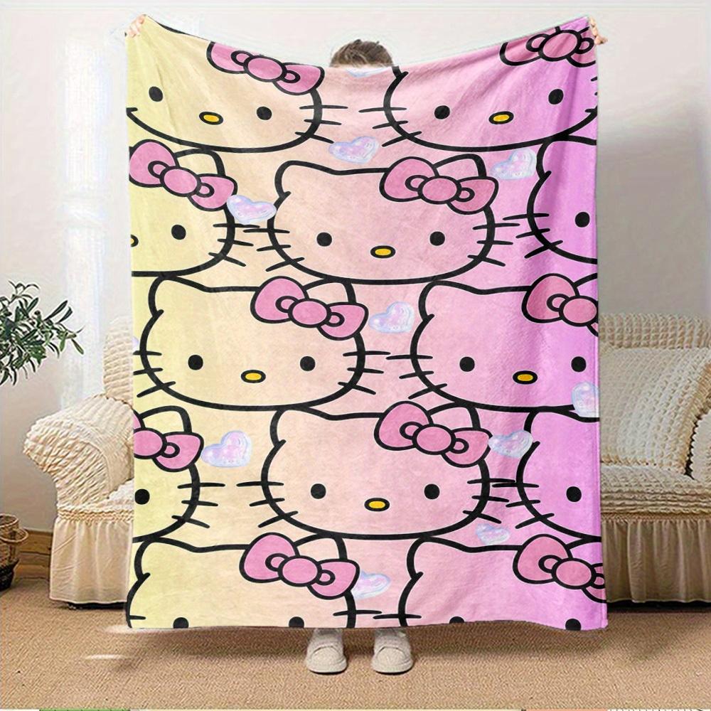 1pc Hello Kitty Gradient Background Pattern Blanket - Home Decoration Blanket for All Seasons, Soft and Comfortable, Machine Washable, Suita