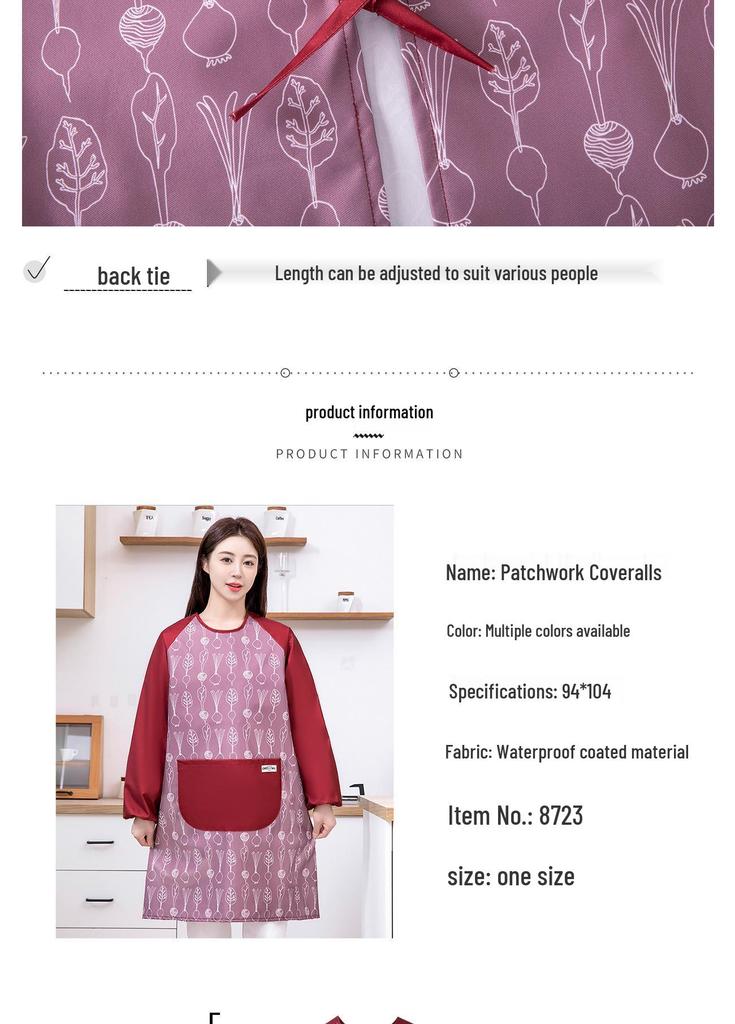 Damen Langarm Wasserdichte & Ölbeständige Küchen-Overalls