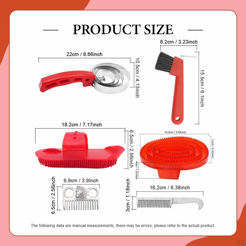6-teiliges Pferde-Pflege-Set Reinigungs-Werkzeuge Geschenke Professionelles Bürsten-Set Pferde-Pflege-Zubehör für