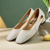 Summer Thick Heel Hollow Sandals for Women French Style Single Leather Shoes
