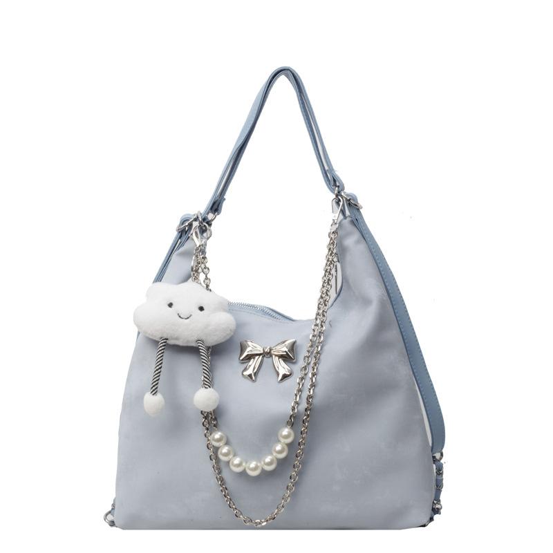 

Large-capacity tote bag women s bag spring new trend line casual shoulder bag fashion multi-purpose backpack without pendant светло-синий