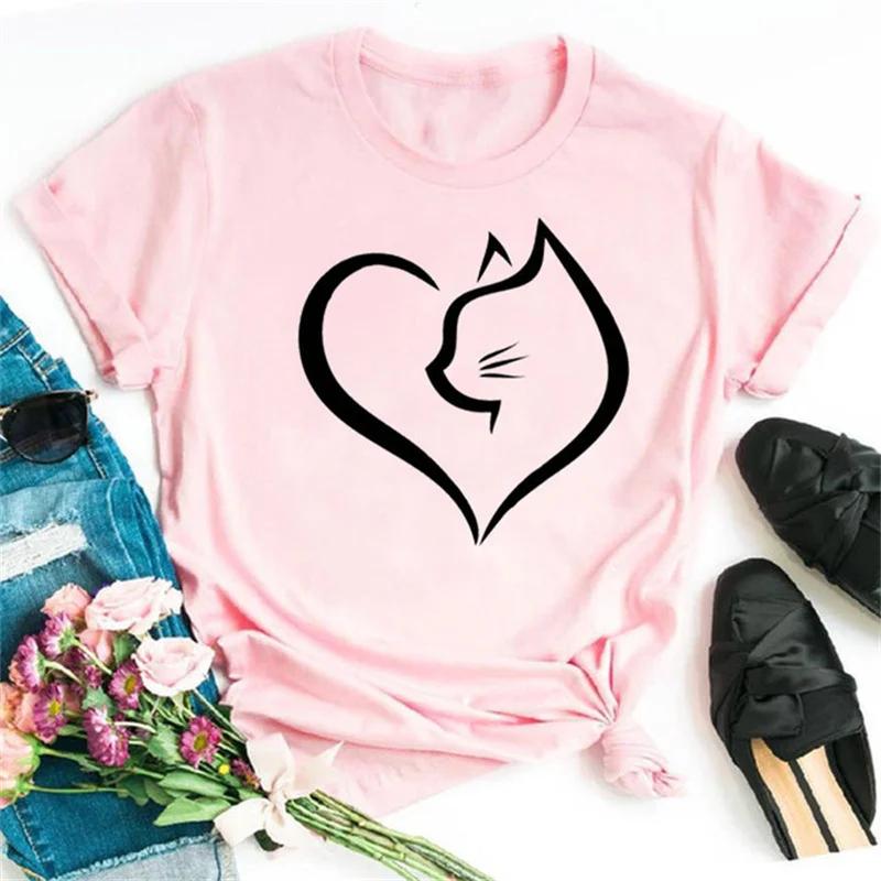 Maycaur Cute Paw Women T Shirt Fashion Cat MOM Printed Woman Tops Harajuku Punk O-neck Top Tee Black Shirt T Female T-shirt