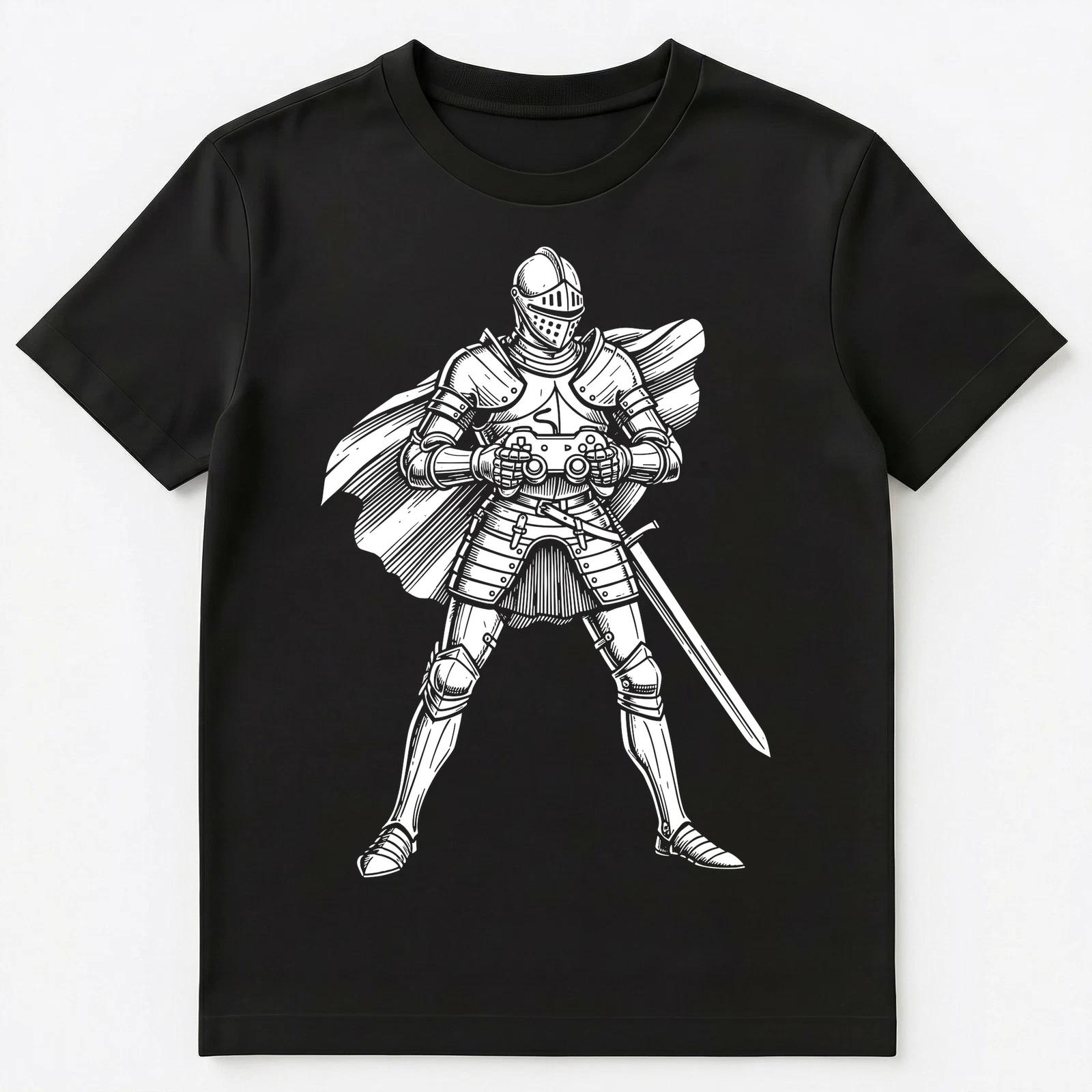 Gamer Enthusiast Medieval Knight Controller Gaming Unisex T-Shirt XL