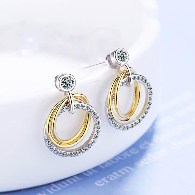 Lindon Fashion Female Earrings with Round Shape Zircon  Jewelry Drop Earring Wedding Party Gift