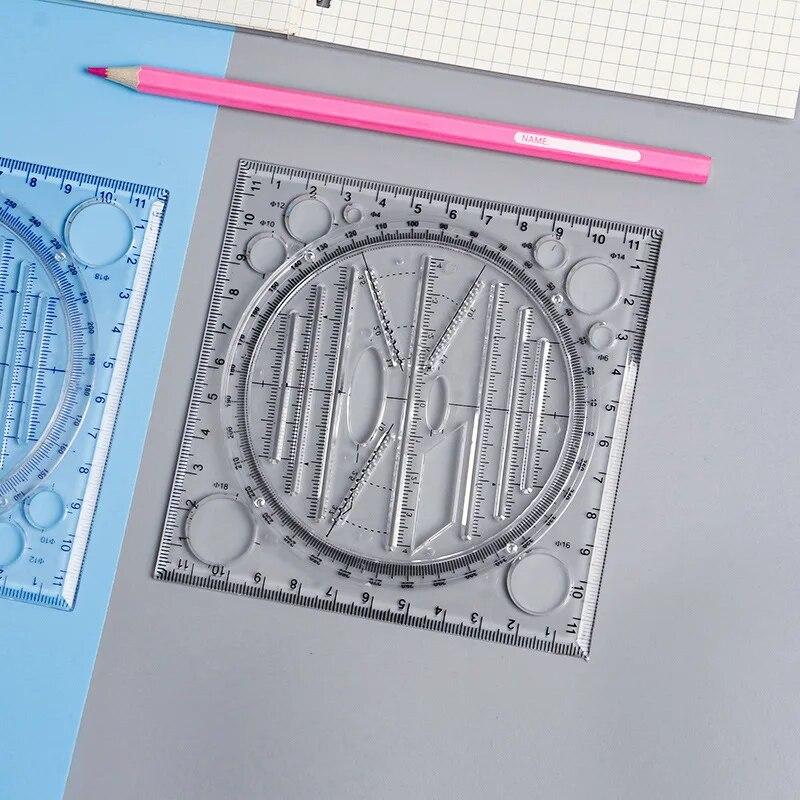 1 bucată Papetarie rotundă multifuncțională Desen activ rotativ raportor riglă Cerc