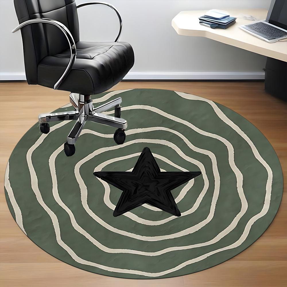1pc Star Pattern Office Round Area Rug, Indoor Mat Suitable ForOffice, Under Office Chairs Bedroom Living Room Home Decor, Room Deco D008