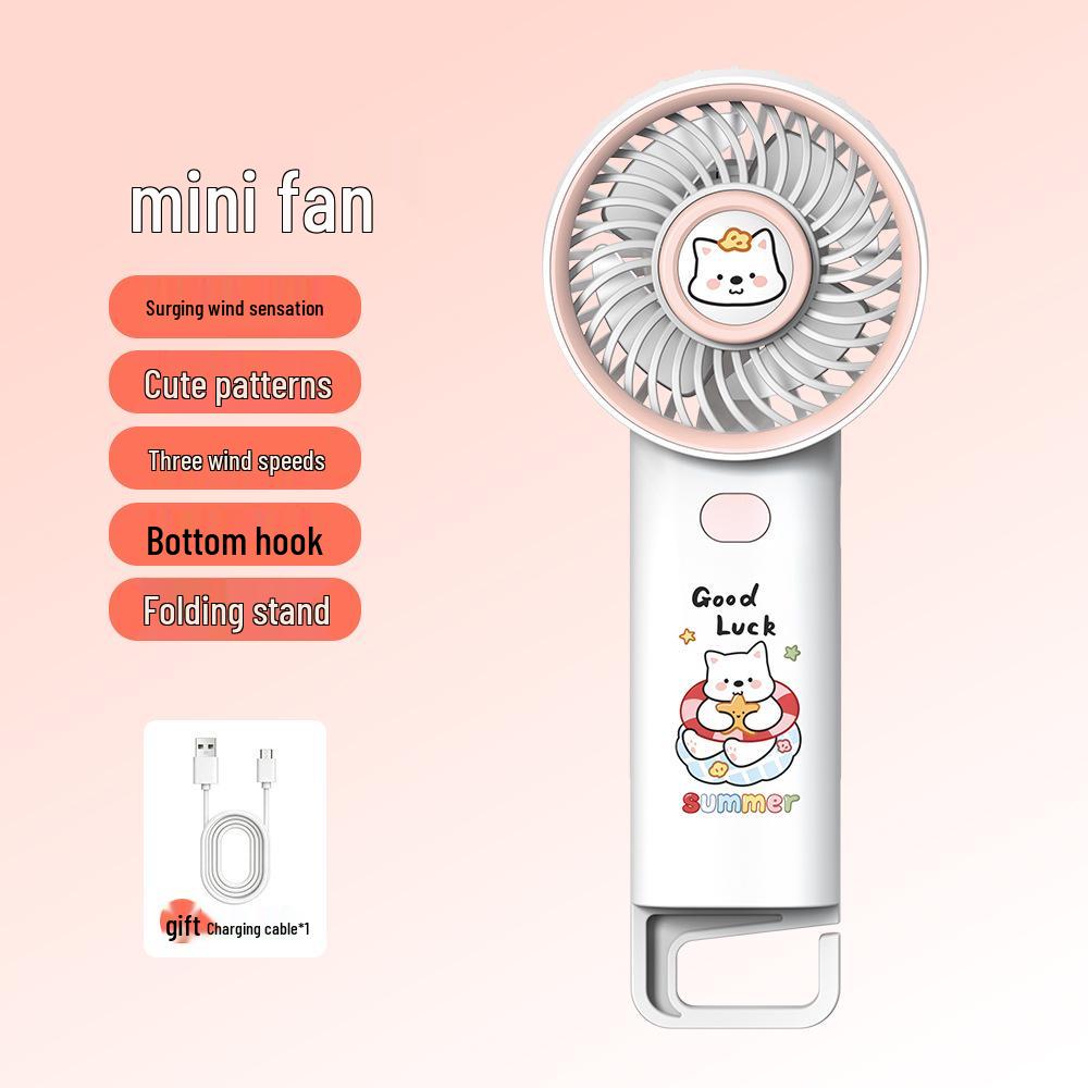 

Portable Rechargeable Mini Cartoon Handheld Fan with USB Charging for Indoor/Outdoor Use As Shown рожевий