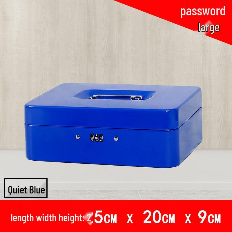 Portable Thickened Metal Cash Box with Lock and Password, Secure Storage Organizer