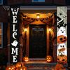 Halloween Festive Decor Porch Sign Banner, Pumpkin Ghost Party Awning Hanging Wall Atmosphere Decoration Door Decoration, Front Wreath Banner