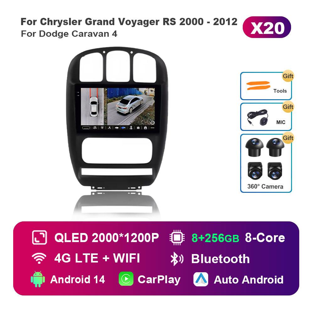 Car Radio Multimedia Player Android 14 System for Dodge Caravan 4 For Chrysler Grand Voyager RS 2000 - 2012 GPS Navi WiFi BT