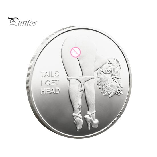 Sexy Women Coin Heads And Tails Date Night Coin Metal Double-Sided Lucky Token Adults Challenge Coin Prank Gift for Men Women Valentine's Day