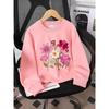 European sizes Kids' Round-Neck Hoodie | Floral Pattern with Pink and White, , Sportswear and Casual Wear, Soft and Comfortable, Playful Design