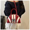 Sac à Bandoulière Rayé Color Block en Similicuir pour Femme Été Nouveau Sac de Soirée Semi-Cercle Sac à Main Sacoche Bowler Tendance