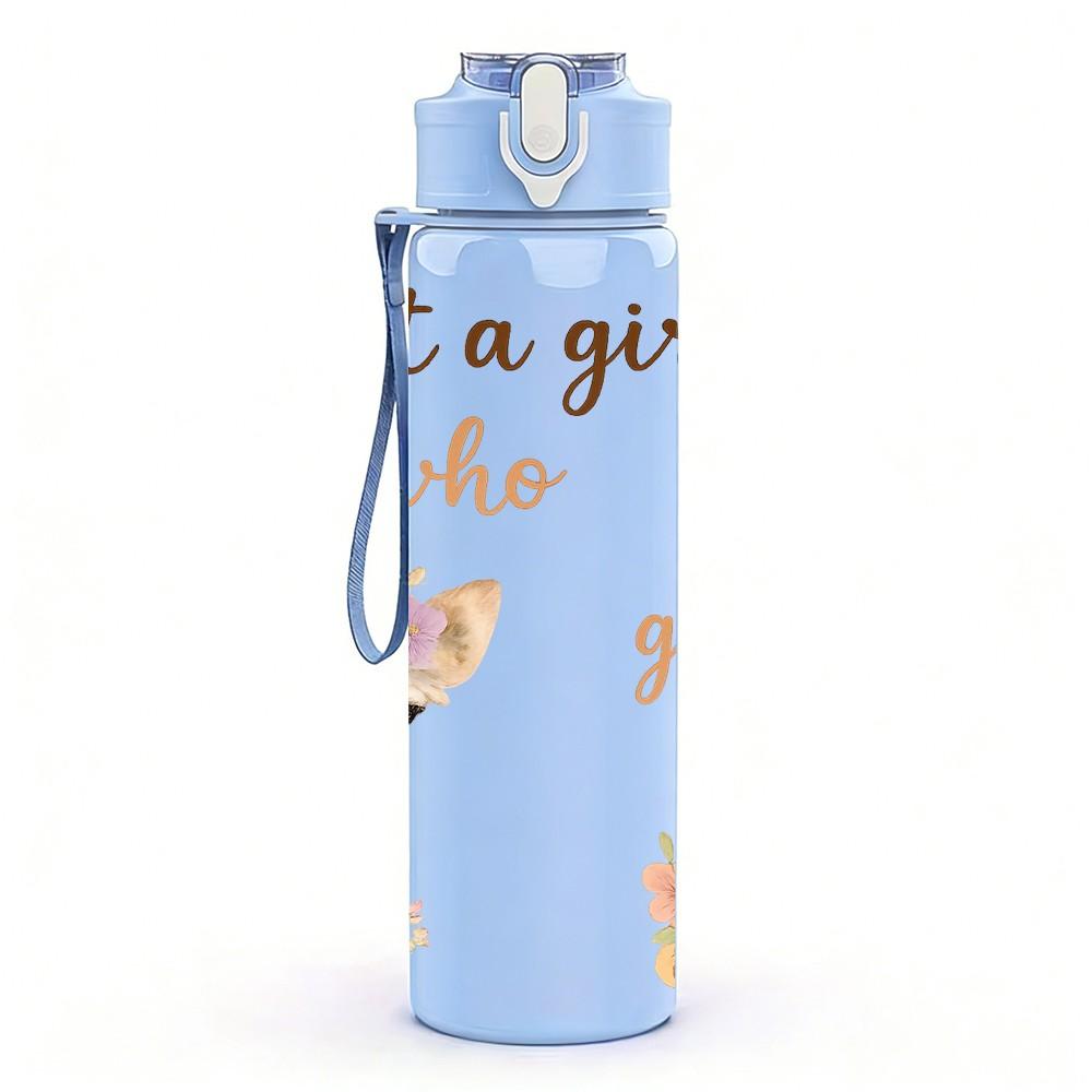 1PC Girl Who Loves Giraffes 750ml Color Plastic Sports Water Bottle Leakproof Flip Straw Lid Suitable for Sports Office Home Use