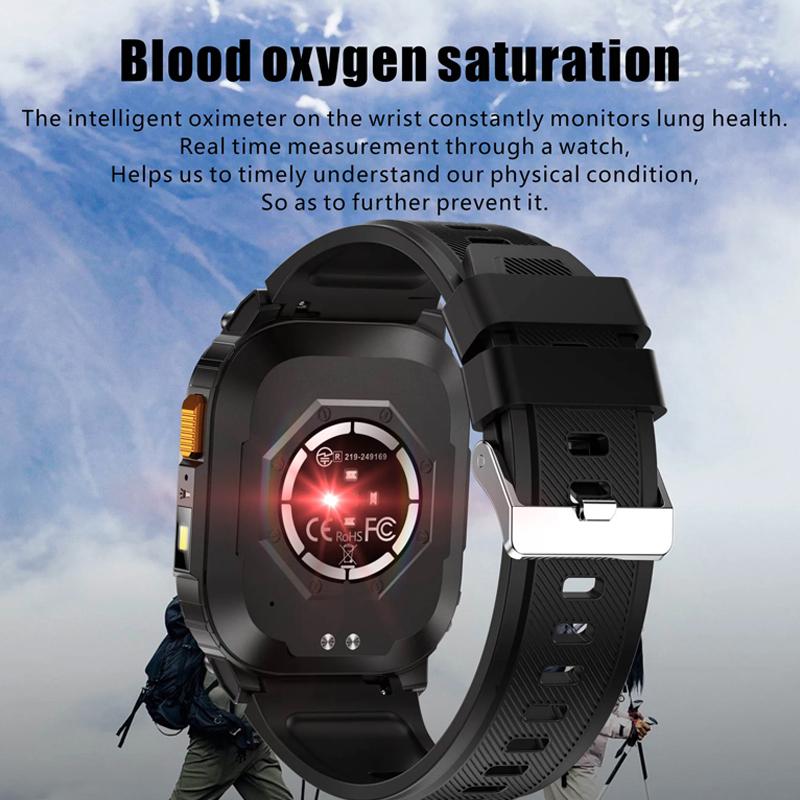 SACOSDING GPS Tracker Smart Watch IP68 Waterproof 2.01-inch HD Display Compass 630mAh Battery Heart Rate BT Call Outdoor Sport Smart Watch