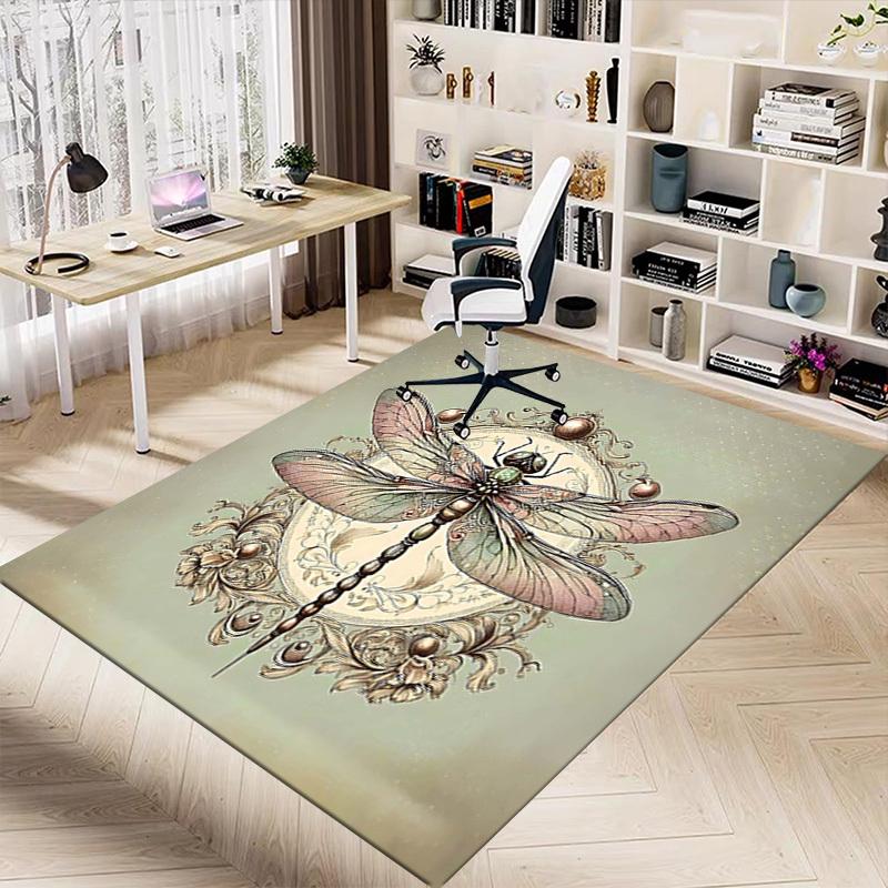 1PC Dragonfly Ornament Extra Large Non Slip Floor carpet, Office, family, bedroom, Studio Large Area Rug Indoor Rugs, Vibrant Colors