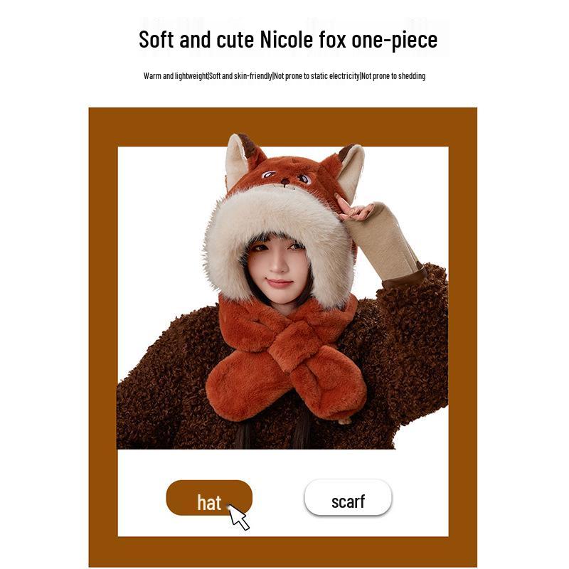 Zootopia Nick Fox Windproof Snood: Winter Cartoon Warm Hat & Ear Muffs Combo