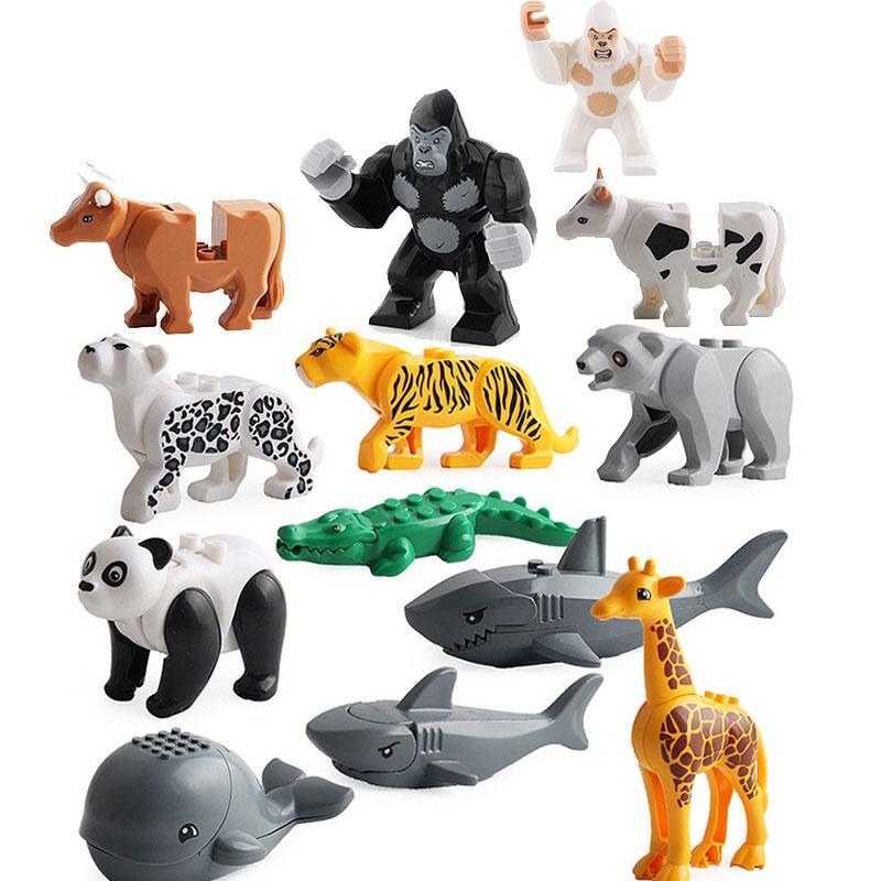 Mini Assembly Building Blocks Model Crocodile Shark Orangutan Decoration Blocks For Children Plastic Material