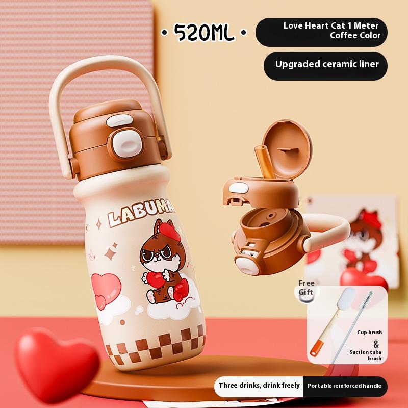 Gianxi Children's Insulated Cup Portable Water Bottle for School Primary School and Kindergarten Straws Water Cup Insulated Cup