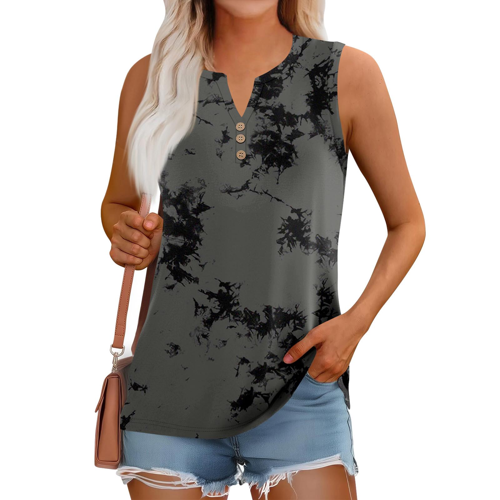 

Женский летний жилет, свободный, однотонный, с пуговицами, V-образным вырезом, повседневная рубашка без рукавов XL