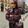 Chaqueta de Cuero Retro con Solapa para Mujer - Artesanía de Alta Calidad y Elegante Diseño Europeo-Americano