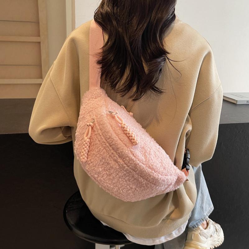 Plush Waist Bag New Lamb Fleece Chest Bag Autumn Winter Cute Women's Crossbody Bag Fashionable Small Shoulder Bags Wholesale