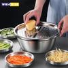 Râpe Trois Pièces en Acier Inoxydable Trancheuse à Légumes Râpeuse à Pommes de Terre Râpées Panier Egouttoir pour Légumes Ustensiles de Cuisine