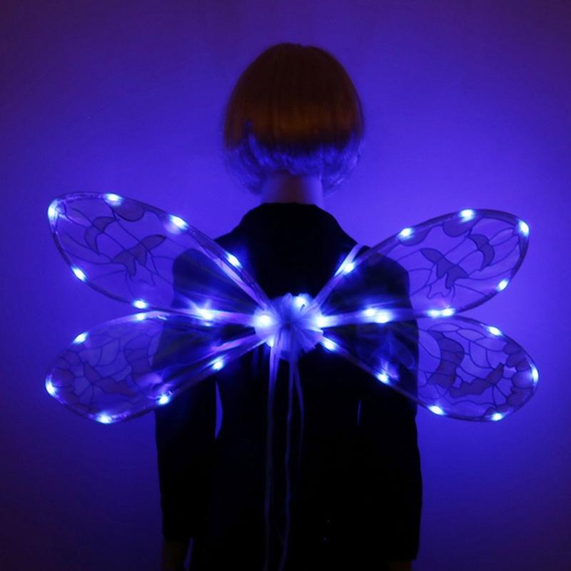 Dress Up Cicada Wing Light Up Dragonflies Wing Halloween Costume Wing LED Elves Wing Princess Wing for Women Girls Teens