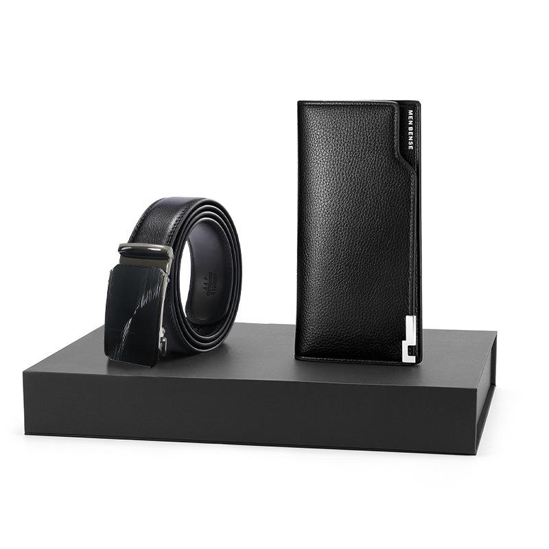 Ew schwarze Geldbörse Geldbörse Gürtel Set Herren Rindsleder Geschenkset Kombination Business Gürtel