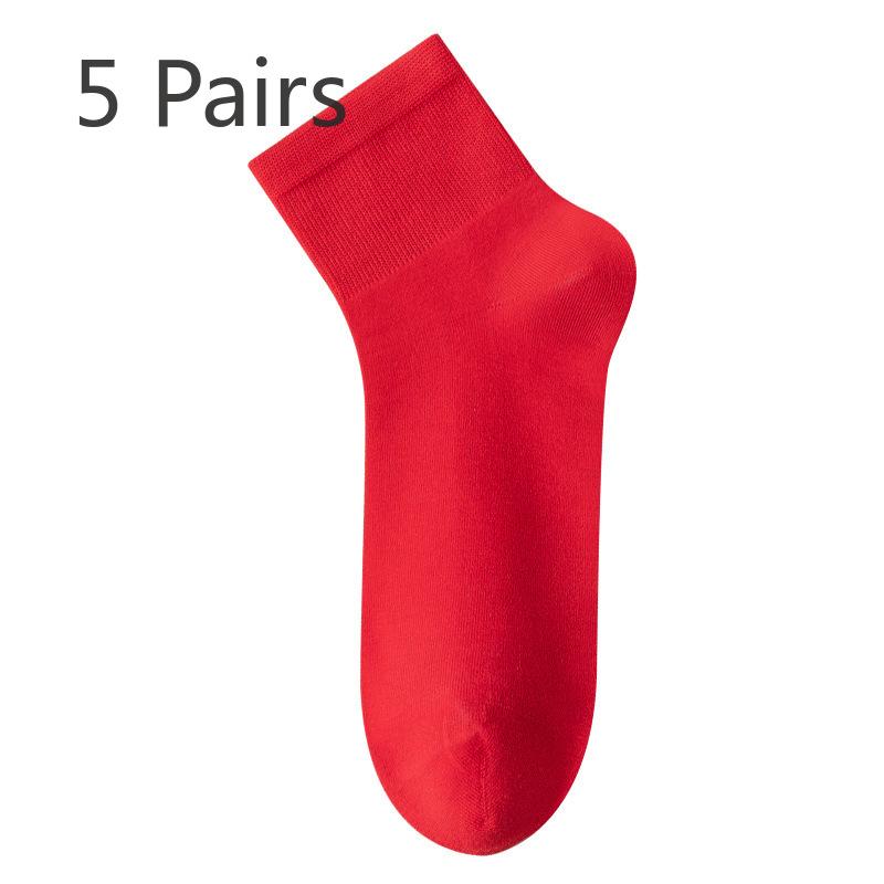 5 Pairs of Women's Summer Thin Cotton Cute Mid Tube Socks