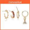 Alloy Contemporary Gold Rhinestone Geometric Stud Earrings Set Women For