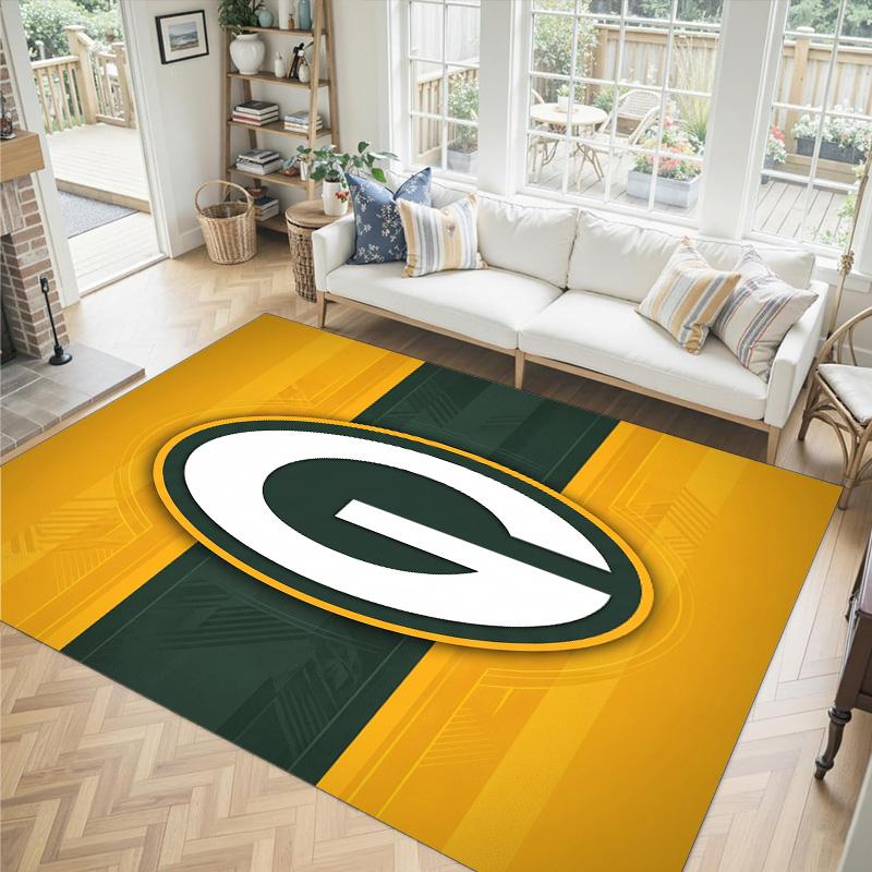 Green Bay Packers Design Crystal Velvet Carpet Cozy Non?Slip Printed Rug For Bedroom Living Room Entrance