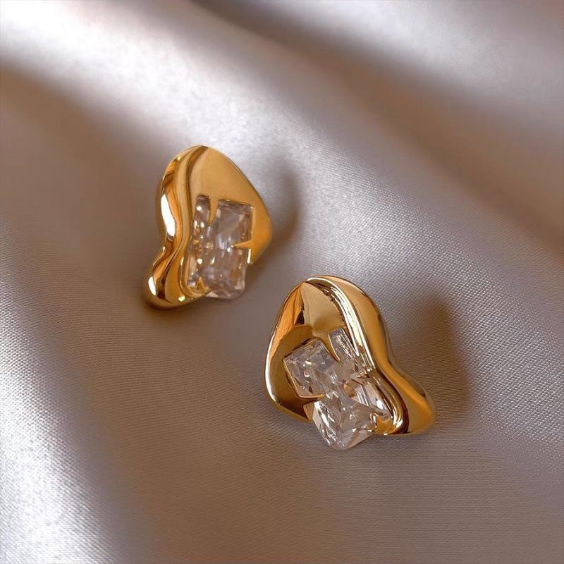 Korean Style Zirconia Stud Earrings - Trendy Luxury, Internet Celebrity-Inspired Ear Accessories for Women