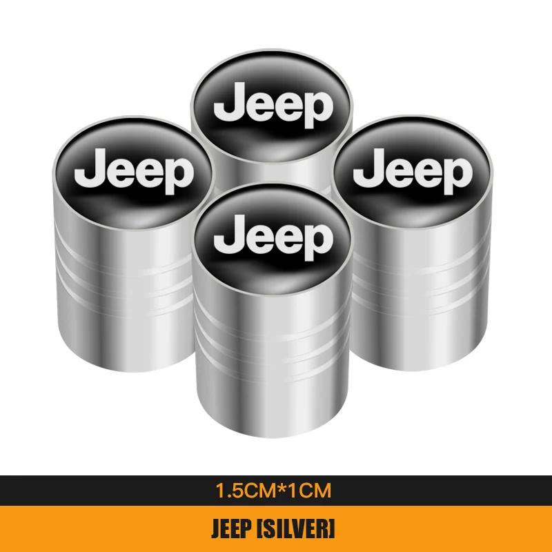 För Jeep 4st Metall Bilhjul Däckventiler Kapslar Vattentät Dammtät Skydd För Jeep Grand Cherokee Wrangler JK Gladiator Compa