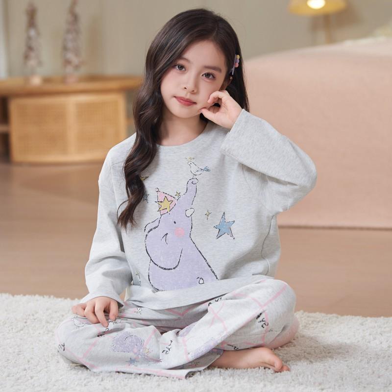 100% Cotton Girls Pajama Set Long Sleeve Round Neck Loose Fit Princess Style Kids Ages 8 Home Wear