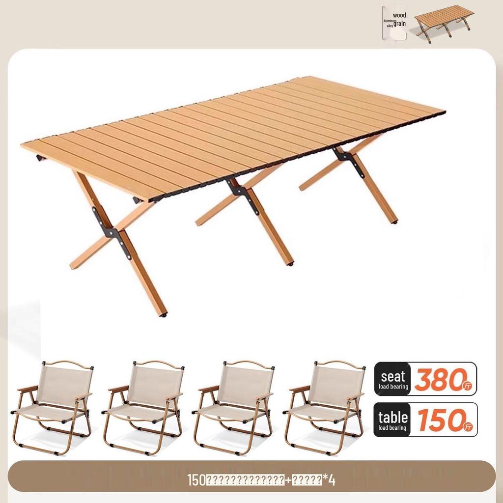 Collapsible Metal Table and Chair Set for Outdoor Use - Ideal for Camping, Patio, Night Markets, and Street Vending