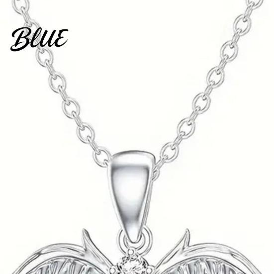Eternal Love Rhinestone Necklace Angel Wings Shiny Rhinestones Inlaid Pendant